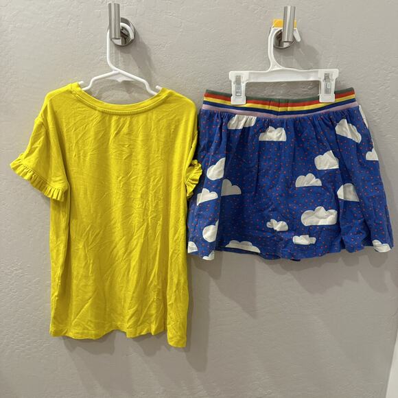 Mini Boden Yellow Ruffle Sleeve Shirt & Cloud Skort Outfit - Picture 9 of 10